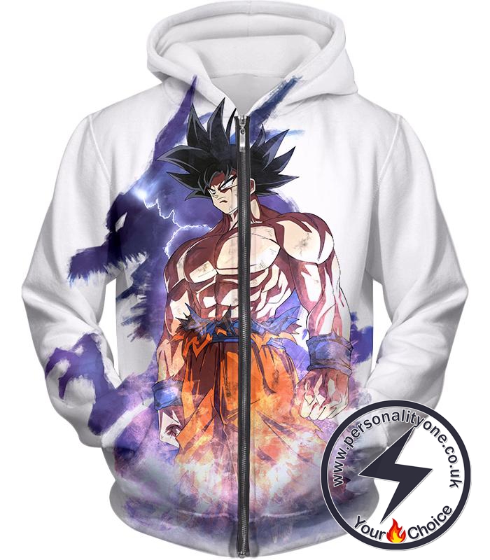 Dragon Ball Super Dragon Ball Favourite Hero Goku Awesome Promo White Zip Up Hoodie